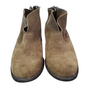Jessica‎ Simpson Ankle Boots Women Sz 5 Brown Suede Booties Stacked Heel